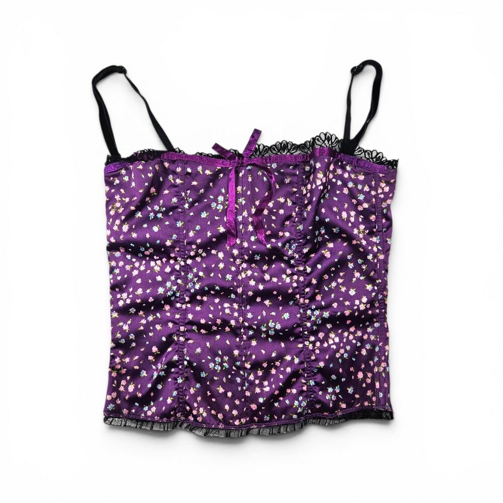 Y2k Euro Satin Cami Bustier Top Purple- Size Small